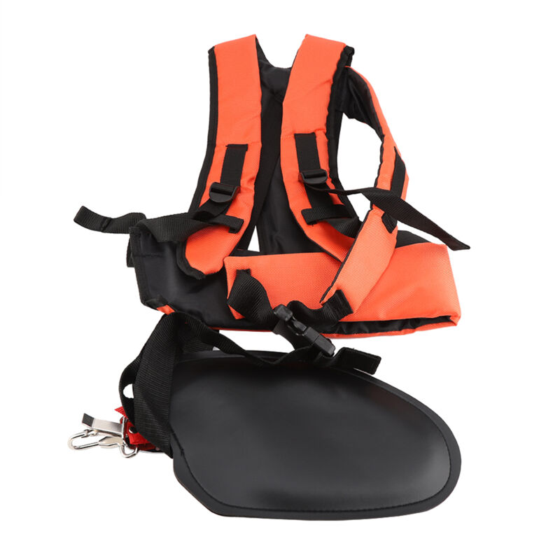 Harnais de débroussailleuse double bretelle en nylon orange universel réglable