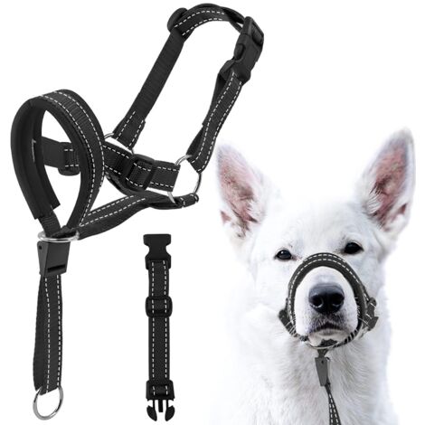 Harnais de dressage pour chien - Muselière pour animal de compagnie - Ajustement facile - Léger - Avec muserolle rembourrée - Support d'entraînement pour éviter les aboiements et les morsures
