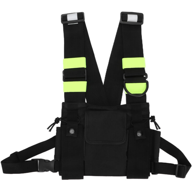 Harnais de Poitrine Radio, Harnais de Poche Poitrine pour Talkie-walkie Radio, Harnais Radio tyt réfléchissant Jaune Pack Avant Gilet Sac de Poitrine