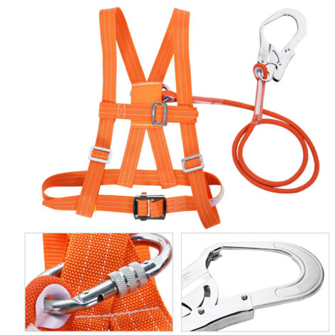 Harnais de sécurité 6 points ajustable pour travaux en hauteur - Ceinture de sauvetage avec boucle large et corde intégrée de 3m