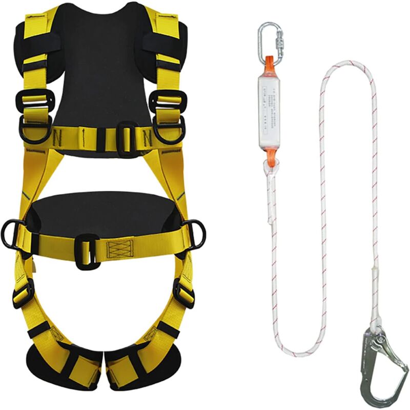 Harnais de Sécurité Complet, Harnais de Sécurité Antichute, Kit de Harnais de Sécurité Pour Usines, Génie Civil, Construction Navale/1.5M Yellow