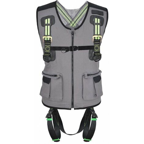Harnais de sécurité gilet multi-poches – 2 points d'accrochage – Matériau polycoton respirant – Taille unique – FA1030100 – EPI