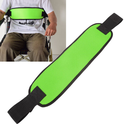 Harnais de sécurité réglable pour fauteuil roulant, ceinture confortable pour seniors, taille unique, couleur vert vif.