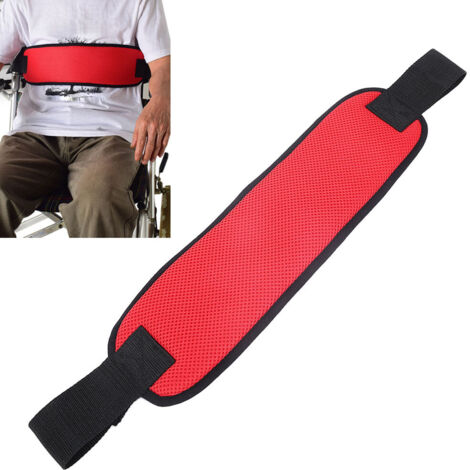 Harnais de sécurité respirant pour fauteuil roulant, ceinture ajustable senior, taille unique rouge.