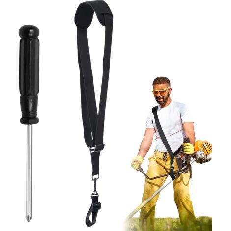 Harnais DéBroussailleuse,BandoulièRe En Nylon Pour DéBroussailleuse,Harnais DéBroussailleuse Professionnel,62  112cm,Harnais De Durable Adjuestable Pour Plupart Des DéBroussailleuses(Noir)