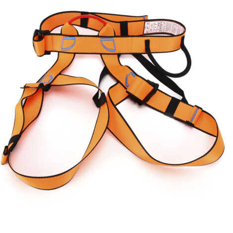 Harnais d'escalade orange haute résistance, ceinture de sécurité pour travaux en hauteur et alpinisme professionnel
