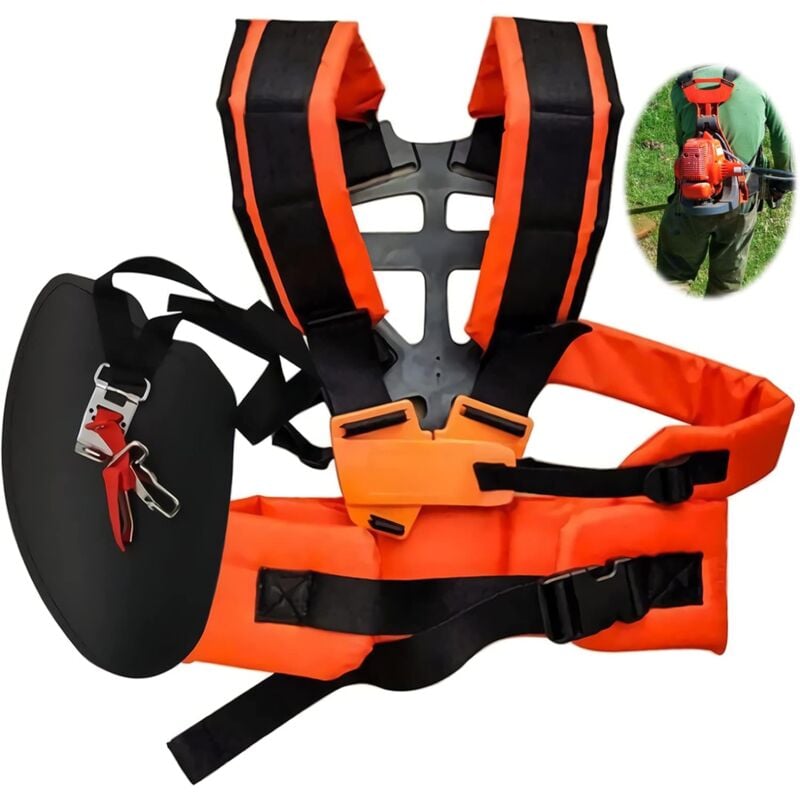 Tondeuse à harnais double épaule,Bandoulière Réglables pour Tondeuse débroussailleuse ou Gardenning (Orange)