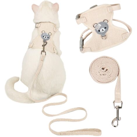 Harnais et laisse ajustable pour chat et petit chien, motif ours, taille M