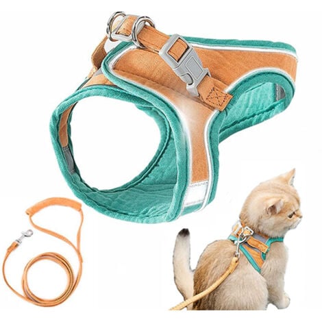 Harnais et laisse pour chat, veste de marche confortable pour chat avec laisse, laisse de style gilet pour chat, anti-fuite, laisse spéciale pour chats qui marchent