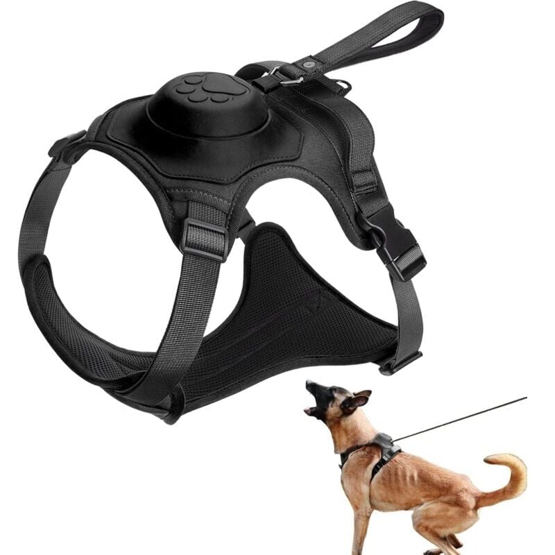 Tigrezy Harnais gilet tout-en-un pour chien, laisse rétractable à verrouillage automatique, harnais réglable respirant pour animal de compagnie pour