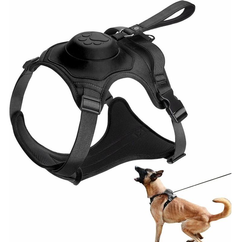 Harnais et laisse anti-traction pour chien – Harnais tout en un pour chien – Laisse rétractable à verrouillage automatique intégré(size:M) - Tigrezy