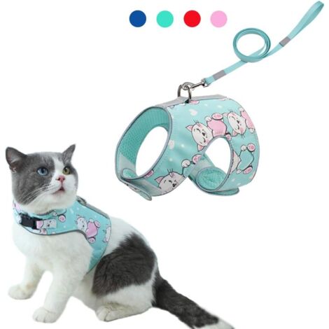 Harnais et laisse réglables anti-fuite pour chat Harnais en maille souple pour petits et moyens chats Bandage réfléchissant