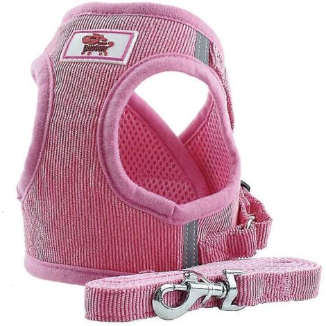Harnais-gilet en tissu mesh souple pour l'entraînement des chiens, chiots, chats et petits animaux (taille S, rose)