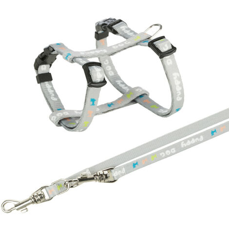 Harnais Junior 23-34 cm/8 mm gris avec laisse pour chiot - Trixie