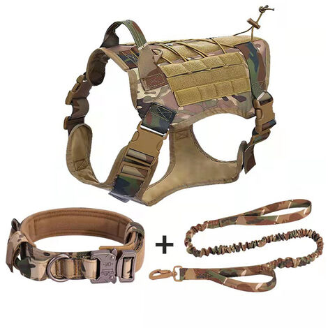 Harnais Militaire Pour Chien Avec Pochette Et Patch, Gilet Tactique Sans Traction Pour Chien De Grande Taille, Harnais Pour Chien De Service Pour L'Entraînement, La Randonnée