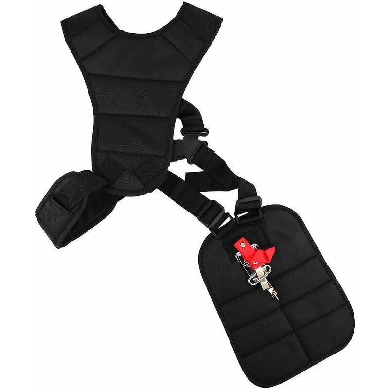 Harnais Noir à Double Sangle Rembourré en Nylon Durables pour Débroussailleuse Tondeuse et Taille-BorduresJardin Brosse Coupe Tondeuse à Gazon