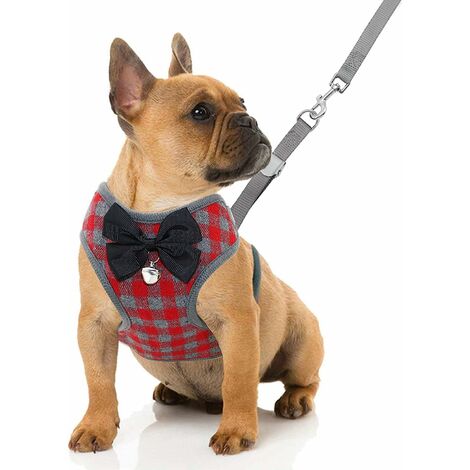 Harnais Pour Animal De Compagnie + Laisse Pour Animal De Compagnie - Harnais Pour Chiot En Laisse De Chaton Classique À Carreaux Pour Petits Chiens Et Grands Chats