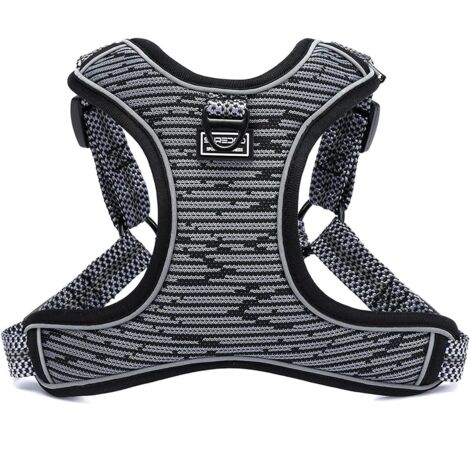 Harnais pour chien anti-traction réglable, gilet rembourré respirant et confortable pour chien Gris M