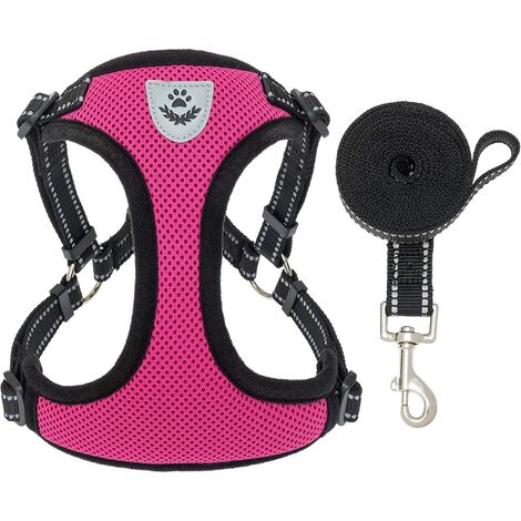 Harnais pour chien Ensemble harnais et laisse pour chien - Harnais pour chien réglable pour petits chiens Harnais pour chien sans traction et anti-évasion Harnais réfléchissant pour petits et moyens chiens Harnais rembourré doux et respirant pour animaux 
