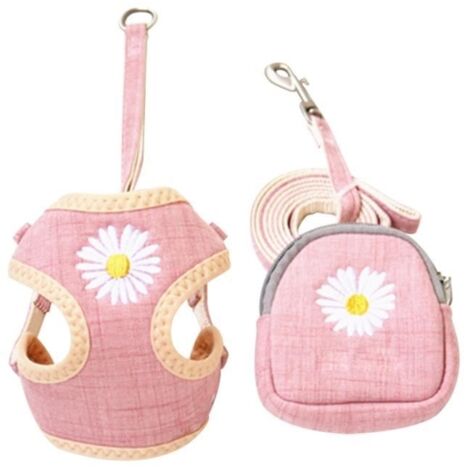 Harnais pour chien LAISSE Animaux réglable Veste marche chiot corde avec sac Leash S Rose