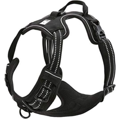 Harnais pour chien réfléchissant réglable dissuader tirer gilet pour animaux de compagnie Durable voiture Nylon TLH5651 chien laisse Husky (M)