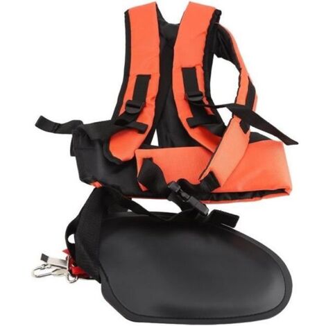 Harnais pour débroussailleuse - Professionnel - Double sangle - Répartition du poids - Couleur orange - Nylon