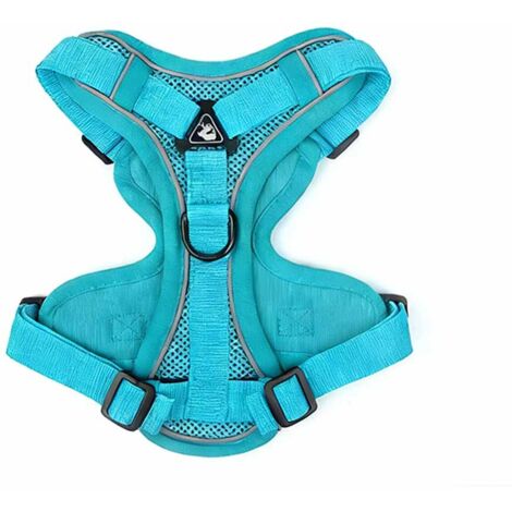 Harnais réfléchissant pour chien Harnais anti-traction pour chien Ensemble harnais et laisse Harnais rembourré doux et respirant pour petits, moyens et grands chiens (S)