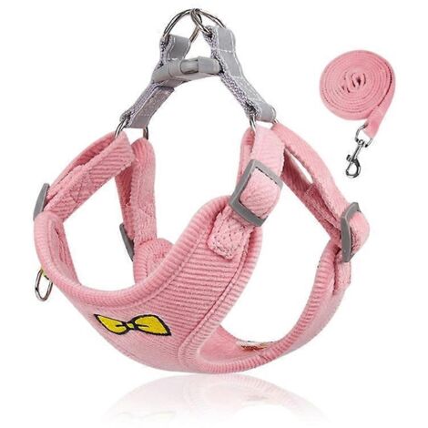 Harnais réglable pour chien avec laisse, vêtement respirant pour promenade extérieure, taille L, rose.
