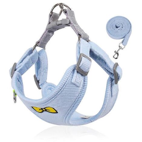 Harnais réglable pour chien avec laisse, vêtements respirants pour promenade extérieure, taille S, couleur bleue.