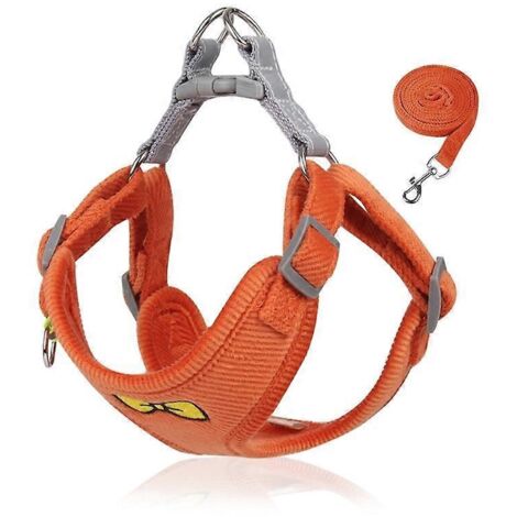 Harnais réglable pour chien, laisse de promenade en extérieur, vêtement respirant taille L orange, confortable et sécurisé.