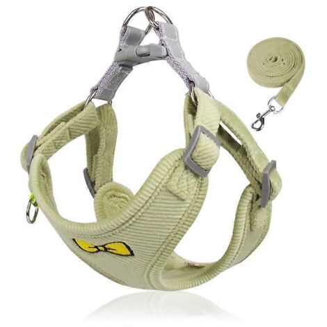Harnais réglable pour chien, laisse respirante et vêtement de promenade extérieur, taille S, vert.