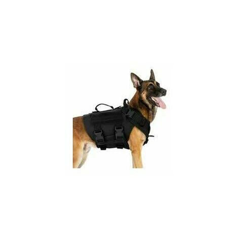 -Harnais tactique pour chien L noir, gilets militaires pour chien de travail, harnais pour chien d'entraînement militaire sans tension, avec clips de sangle pour la randonnée