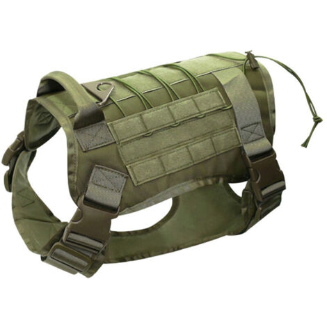 Harnais Tactique Pour Chien Sans Traction - Armygreen, L, Harnais Militaire Réfléchissant Pour Chien Avec Poignée, Gilet De Service Pour Chien Pour L'Entraînement, Gilet De Travail Réglable Pour Anima