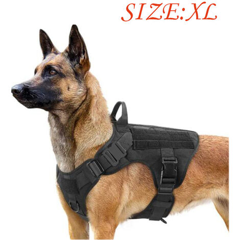 Harnais Tactiques pour Chien , Gilets à Anneaux pour Chiens de Travail Militaires, Harnais d'entraînement sans Tension--xL