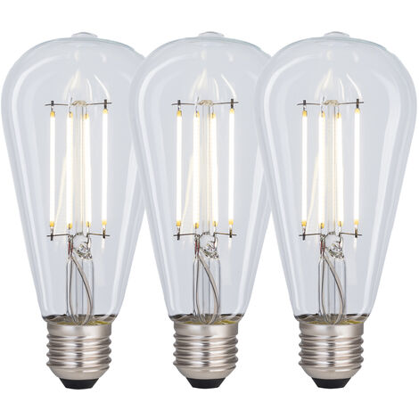 HARPERLIVING Harper Living 8 Watts ST64 E27 LED Bulb Clear Cool White Dimmable, Pack of 3