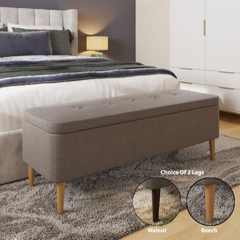 Harper Ottoman Storage Seat - Grey Linen
