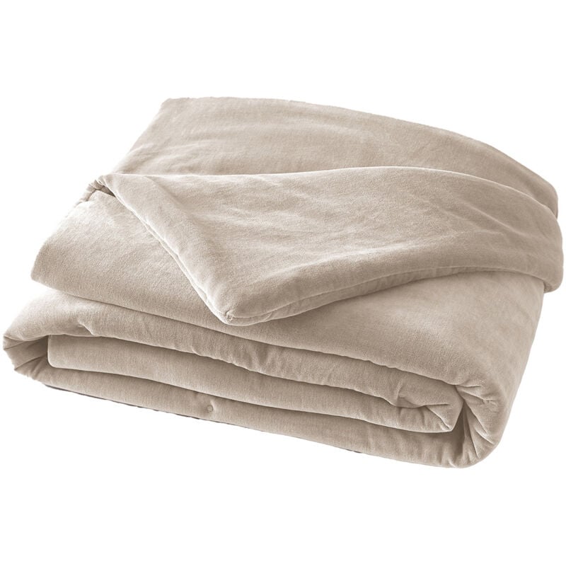 Altobuy - harris - Chemin de Lit 90x200cm Velours de Coton Coloris Pampa
