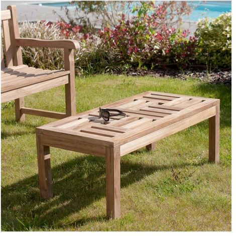 HARRIS - Table basse de jardin rectangulaire 100x50cm en bois Teck - Marron