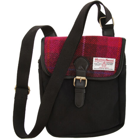 Harris Tweed Authentic Premium Buckle Up Shoulder/Messenger Bag (One Size) (Cerise)