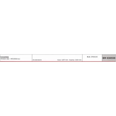 HARRY câble pour tondeuse HR5600SBQ-HR530SBALU câble 1257mm gaine 1163mm