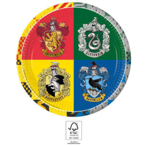 Harry Potter Hogwarts Häuser Pappteller, 23cm, 8St.