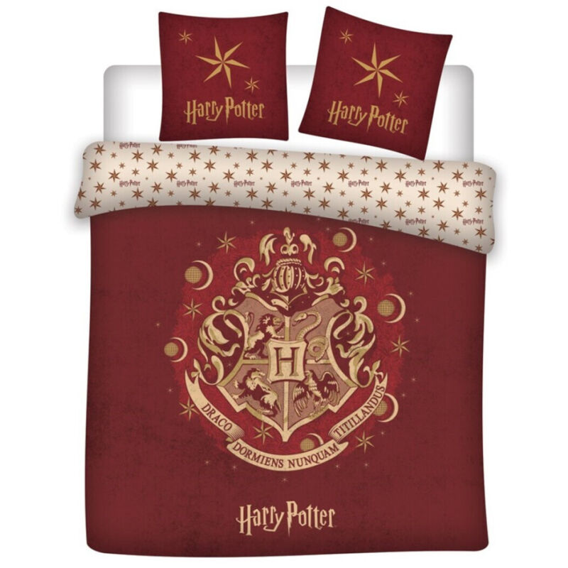 Parure de lit double réversible Harry Potter Hogwarts - Rouge et Blanc - 220 cm x 240 cm
