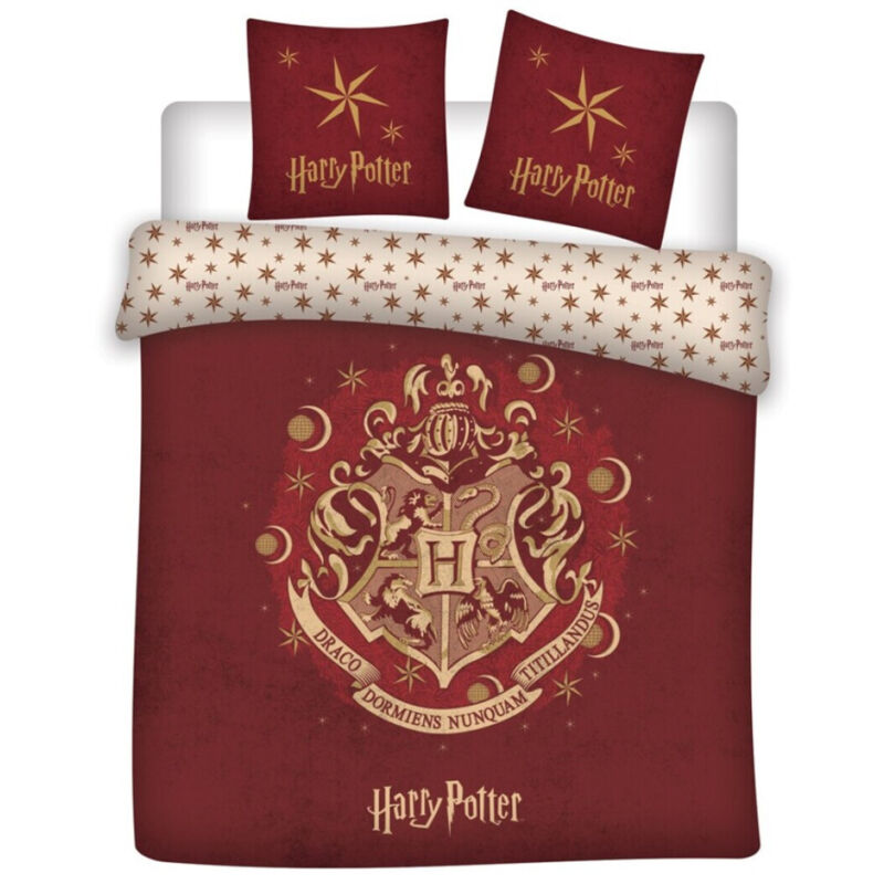 Harry Potter - Parure de lit double réversible Blason Hogwarts - Rouge - 200 cm x 200 cm