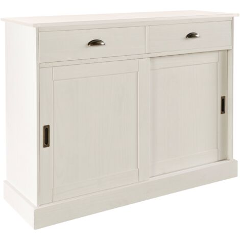 HarryBuffet avec 2 portes et 2 tiroirs en pin laqué blanc