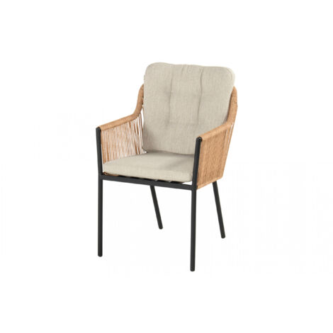 Hartman Cairo Twisted Wicker Dining Stuhl mit schwarzem Gestell inkl. Sitz- und Rückenkissen