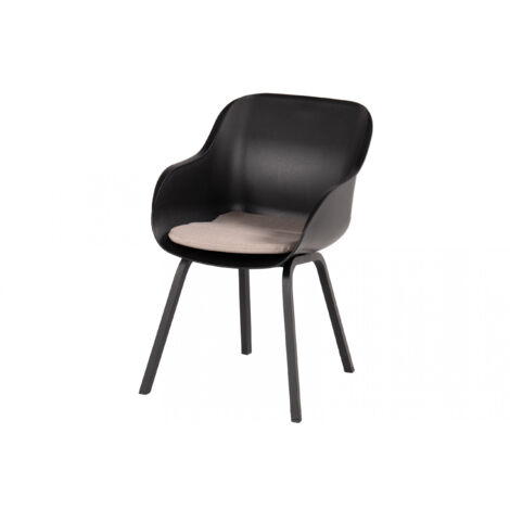 Hartman Le Soleil Element Dining Stuhl schwarz inkl. SEAQUAL Sitzkissen taupe