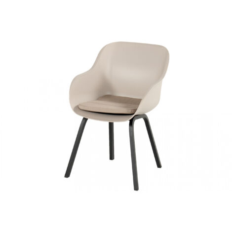 Hartman Le Soleil Element Dining Stuhl taupe mit schwarzem Gestell inkl. SEAQUAL Sitzkissen taupe