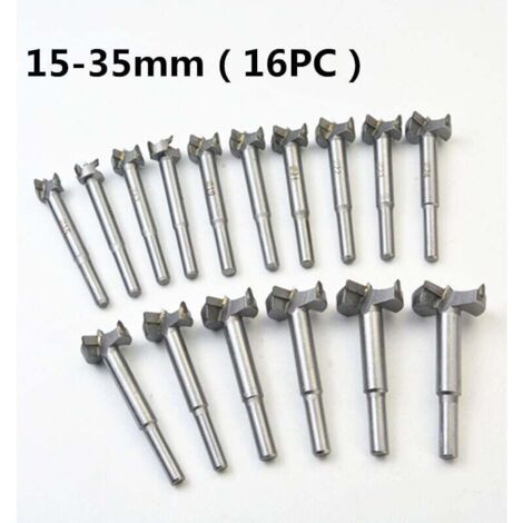 Hartmetall-Fräser, Einbau von sphärischen Türen, Schubladen, Formbohrer zum Bohren sauberer Löcher mit flachem Boden in Holz, 16-teilige Holzbohrer (15 mm – 35 mm)