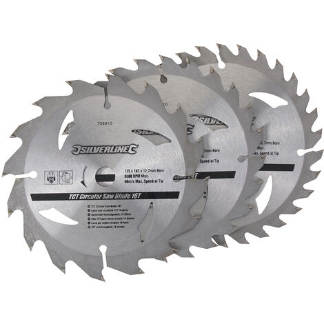 Hartmetall Kreissägeblätter Set 135 x 12,7 mm mit 16, 24 und 30 Zähnen
