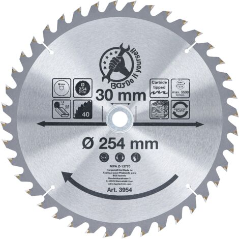 Hartmetall-Kreissägeblatt  Ø 254 x 30 x 3,2 mm  40 Zähne